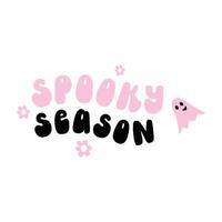 Spooky season pink halloween quote retro inscription. VectorSpooky season- pink halloween quote retro inscription. Vector