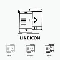 data. Sharing. sync. synchronization. syncing Icon in Thin. Regular and Bold Line Style. Vector illustration