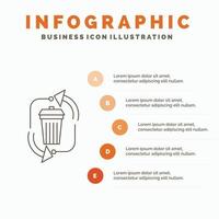 waste. disposal. garbage. management. recycle Infographics Template for Website and Presentation. Line Gray icon with Orange infographic style vector illustration