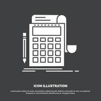 Accounting. audit. banking. calculation. calculator Icon. glyph vector symbol for UI and UX. website or mobile application