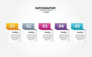 plantilla de infografía horizontal de negocios números 5 opciones o pasos vector