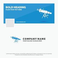 Blue Business Logo Template for telescope. astronomy. space. view. zoom. Facebook Timeline Banner Design. vector web banner background illustration