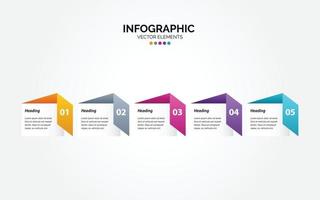 Horizontal Infographic arrow design with 5 options or steps. vector