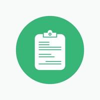 report. medical. paper. checklist. document White Glyph Icon in Circle. Vector Button illustration