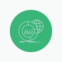 Big. chart. data. world. infographic White Line Icon in Circle background. vector icon illustration