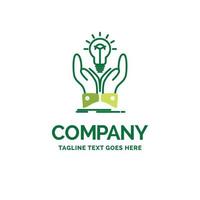 idea. ideas. creative. share. hands Flat Business Logo template. Creative Green Brand Name Design. vector