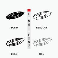 Galaxy. astronomy. planets. system. universe Icon in Thin. Regular. Bold Line and Glyph Style. Vector illustration