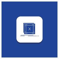 Blue Round Button for error. application. message. problem. server Glyph icon vector