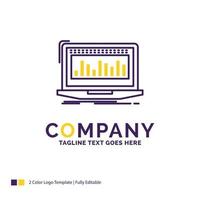 Company Name Logo Design For Data. financial. index. monitoring. stock. Purple and yellow Brand Name Design with place for Tagline. Creative Logo template for Small and Large Business. vector