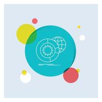 data. big data. analysis. globe. services White Line Icon colorful Circle Background vector