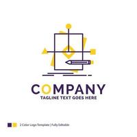 Company Name Logo Design For Algorithm. business. foretelling. pattern. plan. Purple and yellow Brand Name Design with place for Tagline. Creative Logo template for Small and Large Business. vector