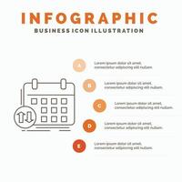 schedule. classes. timetable. appointment. event Infographics Template for Website and Presentation. Line Gray icon with Orange infographic style vector illustration