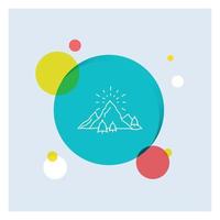 hill. landscape. nature. mountain. fireworks White Line Icon colorful Circle Background vector