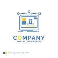 interface. website. user. layout. design Blue Yellow Business Logo template. Creative Design Template Place for Tagline. vector