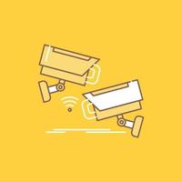 CCTV. Camera. Security. Surveillance. Technology Flat Line Filled Icon. Beautiful Logo button over yellow background for UI and UX. website or mobile application vector