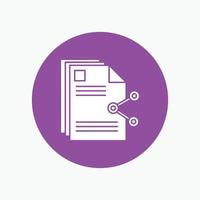 content. files. sharing. share. document White Glyph Icon in Circle. Vector Button illustration