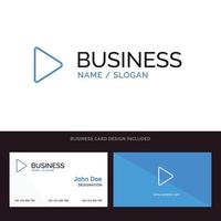 reproducir video twitter azul logotipo empresarial y plantilla de tarjeta de visita diseño frontal y posterior vector