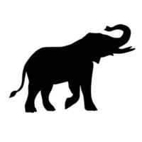 silueta de elefante dibujado a mano plana de vector