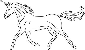 Vector hand drawn outline unicorn