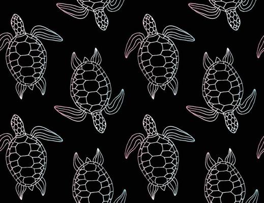 Vector seamless pattern of hand drawn turtle