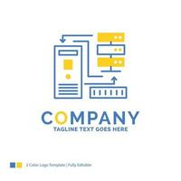 Combination. data. database. electronic. information Blue Yellow Business Logo template. Creative Design Template Place for Tagline. vector