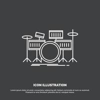 drum. drums. instrument. kit. musical Icon. Line vector symbol for UI and UX. website or mobile application