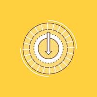 Consumption. cost. expense. lower. reduce Flat Line Filled Icon. Beautiful Logo button over yellow background for UI and UX. website or mobile application vector