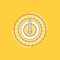 Consumption. cost. expense. lower. reduce Flat Line Filled Icon. Beautiful Logo button over yellow background for UI and UX. website or mobile application vector