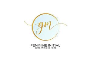 Initial GM handwriting logo with circle template vector signature, wedding, fashion, floral and botanical with creative template.