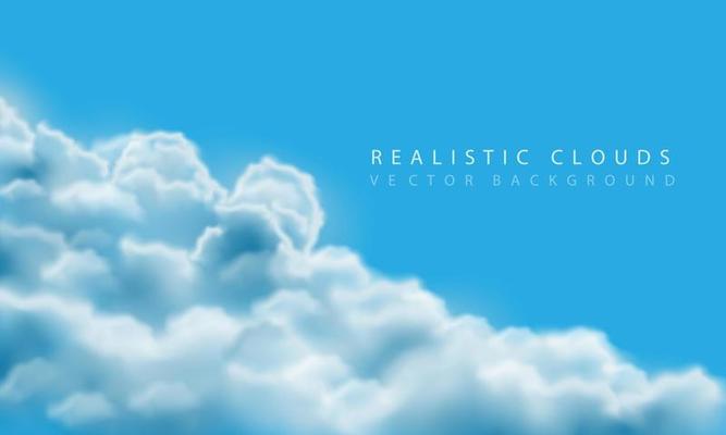 Realistic white cloud fog smoke on blue sky blank space background vector