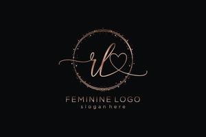 Initial RL handwriting logo with circle template vector logo of initial wedding, fashion, floral and botanical with creative template.