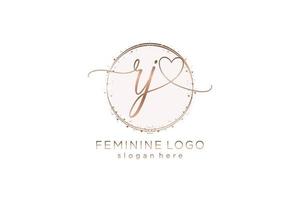 Initial RJ handwriting logo with circle template vector logo of initial wedding, fashion, floral and botanical with creative template.