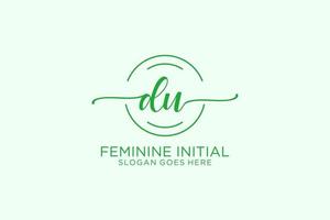 Initial DU beauty monogram and elegant logo design handwriting logo of initial signature, wedding, fashion, floral and botanical with creative template. vector