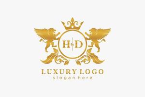 Initial HD Letter Lion Royal Luxury Logo template in vector art for Restaurant, Royalty, Boutique, Cafe, Hotel, Heraldic, Jewelry, Fashion and other vector illustration.