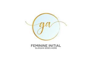 Initial GA handwriting logo with circle template vector signature, wedding, fashion, floral and botanical with creative template.
