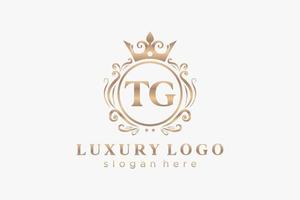 plantilla de logotipo de lujo real de letra tg inicial en arte vectorial para restaurante, realeza, boutique, cafetería, hotel, heráldica, joyería, moda y otras ilustraciones vectoriales. vector