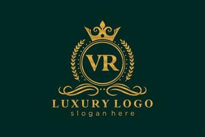 plantilla de logotipo de lujo real de letra vr inicial en arte vectorial para restaurante, realeza, boutique, cafetería, hotel, heráldica, joyería, moda y otras ilustraciones vectoriales. vector