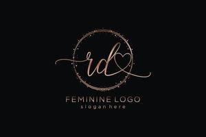 Initial RD handwriting logo with circle template vector logo of initial wedding, fashion, floral and botanical with creative template.