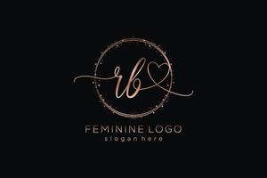 Initial RB handwriting logo with circle template vector logo of initial wedding, fashion, floral and botanical with creative template.