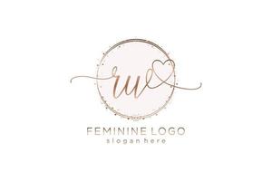 Initial RW handwriting logo with circle template vector logo of initial wedding, fashion, floral and botanical with creative template.