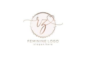 Initial RZ handwriting logo with circle template vector logo of initial wedding, fashion, floral and botanical with creative template.