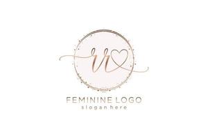 Initial RR handwriting logo with circle template vector logo of initial wedding, fashion, floral and botanical with creative template.