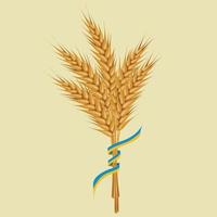 ramo de trigo atado con una bandera ucraniana vector