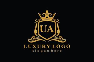 Initial UA Letter Royal Luxury Logo template in vector art for Restaurant, Royalty, Boutique, Cafe, Hotel, Heraldic, Jewelry, Fashion and other vector illustration.