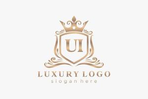 Initial UI Letter Royal Luxury Logo template in vector art for Restaurant, Royalty, Boutique, Cafe, Hotel, Heraldic, Jewelry, Fashion and other vector illustration.