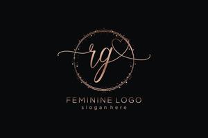 Initial RG handwriting logo with circle template vector logo of initial wedding, fashion, floral and botanical with creative template.