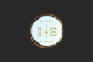 Initial IE beauty monogram and elegant logo design handwriting logo of initial signature, wedding, fashion, floral and botanical with creative template. vector