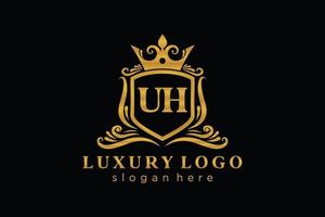 Initial UH Letter Royal Luxury Logo template in vector art for Restaurant, Royalty, Boutique, Cafe, Hotel, Heraldic, Jewelry, Fashion and other vector illustration.