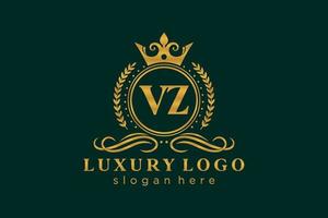 plantilla de logotipo de lujo real de letra vz inicial en arte vectorial para restaurante, realeza, boutique, cafetería, hotel, heráldica, joyería, moda y otras ilustraciones vectoriales. vector