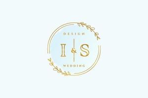 Initial IS beauty monogram and elegant logo design handwriting logo of initial signature, wedding, fashion, floral and botanical with creative template. vector